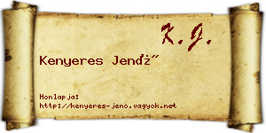 Kenyeres Jenő névjegykártya