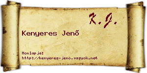 Kenyeres Jenő névjegykártya