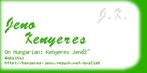 jeno kenyeres business card